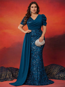 Robe de soirée grande taille sirène à sequins